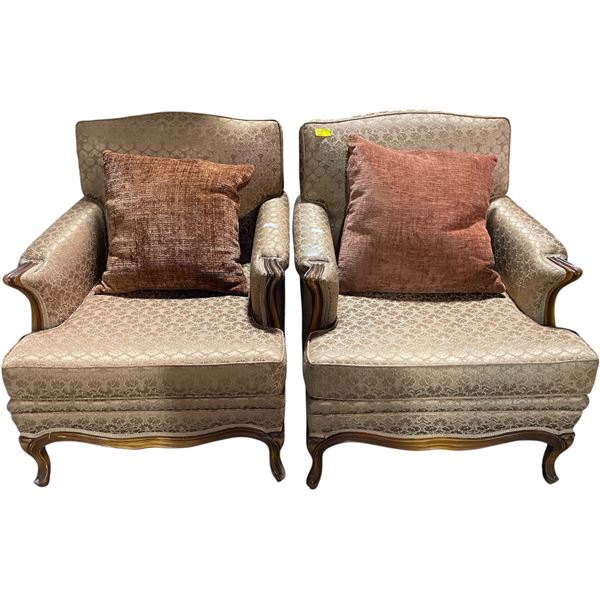 Vancouver - Pair of 2 Antiques Upholstered French Provincial Armchairs