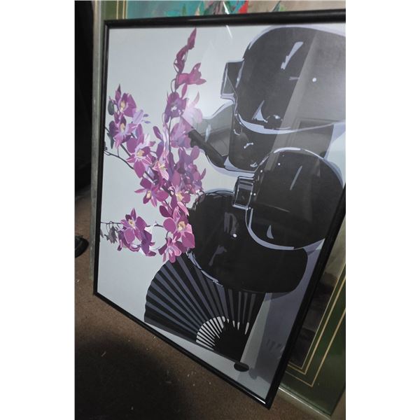 Vases and fruit artwork