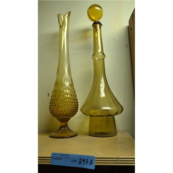 Large Italian glass decanter and vase