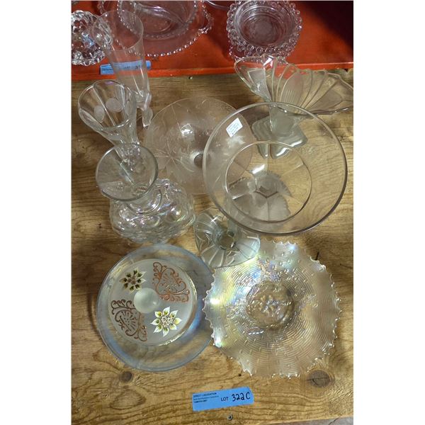 Dugan apple blossom, Gillinder Lions Head, frosted Glass, misc. pieces