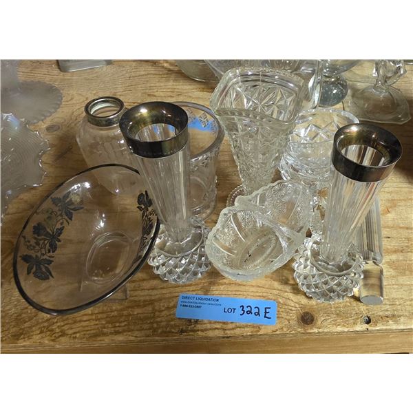 Misc. glass and crystal some silver plate overlay