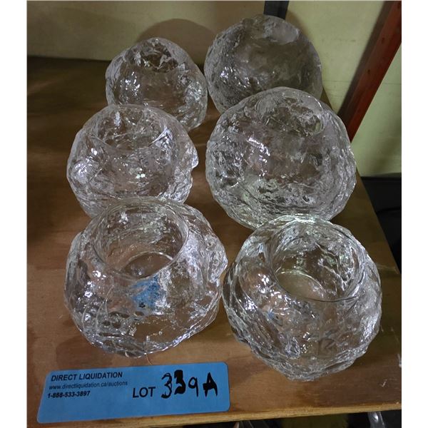 Glass ice textured candle cups