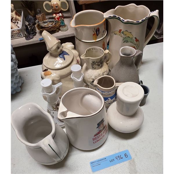 Misc. pitchers and cookie jar