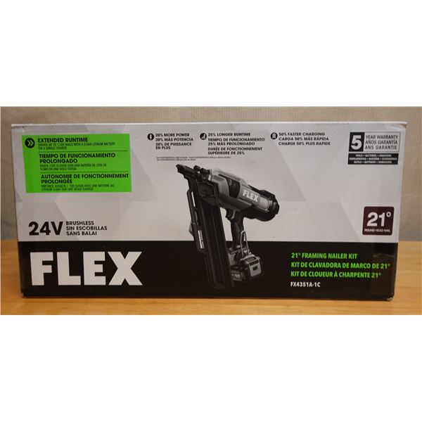 Flex FX4351A-1C Framing Nailer Kit w/ Battery, Charger & Case New in Box