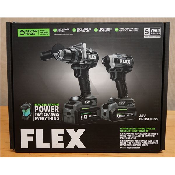 Flex FXM202-2G Hammer Drill & Impact Driver Kit w/ 2 Batteries & Charger New in Box