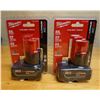 Image 1 : Qty 2 Milwaukee 48-11-2402 Red Lithium M12 Batteries New in Package
