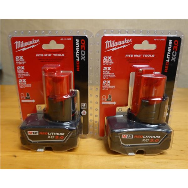 Qty 2 Milwaukee 48-11-2402 Red Lithium M12 Batteries New in Package