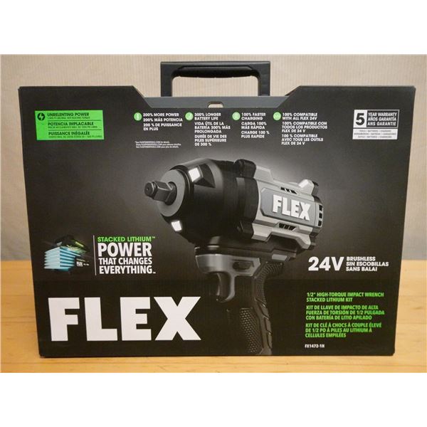 Flex FX1472-1H High-Torque Impact Wrench Stacked Lithium Kit w/ Battery, Charger & Case New in Box