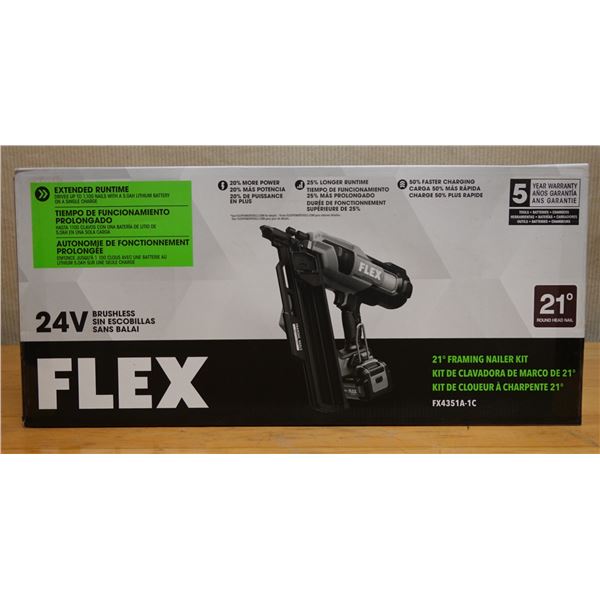 Flex FX4351A-1C Framing Nailer Kit w/ Battery, Charger & Case New in Box