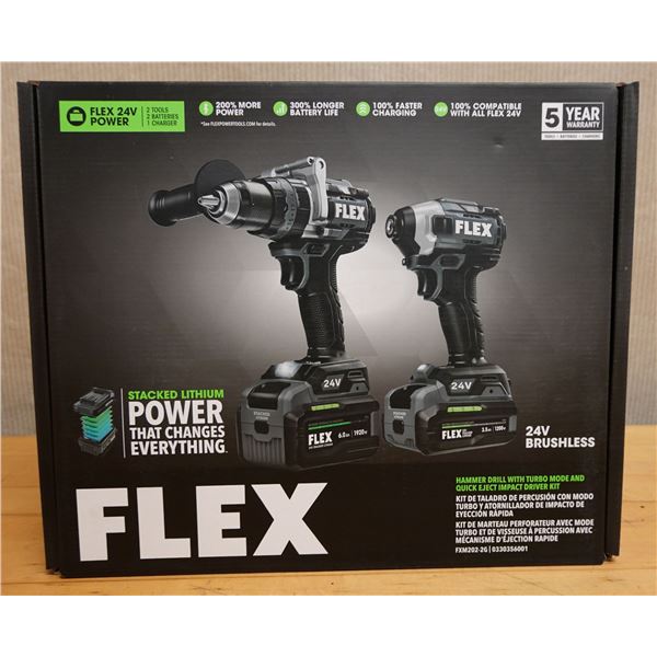 Flex FXM202-2G Hammer Drill & Impact Driver Kit w/ 2 Batteries & Charger New in Box