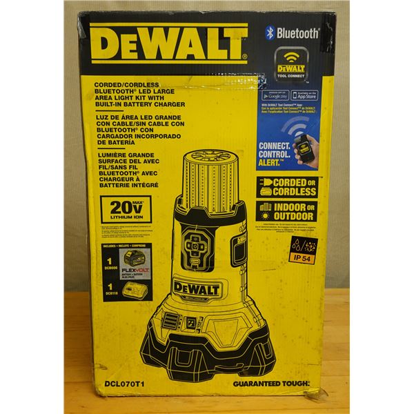 DeWalt DCL070T1 Corded/Cordless LED Area Light w/ Built in Charger & 1 Battery New in Box