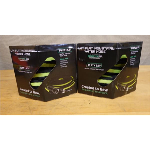 Qty 2 Stretch Air Lay Flat Industrial Water Hose 50ft New in Packages