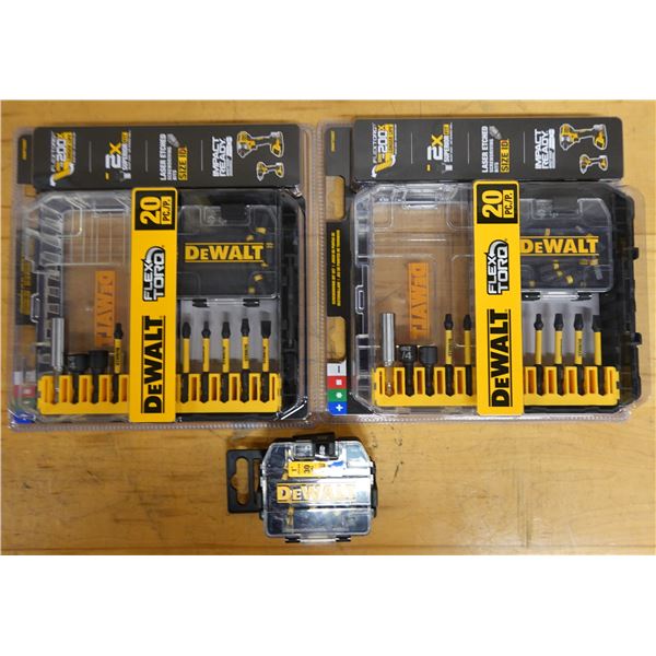 Qty 2 DeWalt Flex Torq 20-pc Impact Driver Bit Sets & Philips Bit Set New in Packages