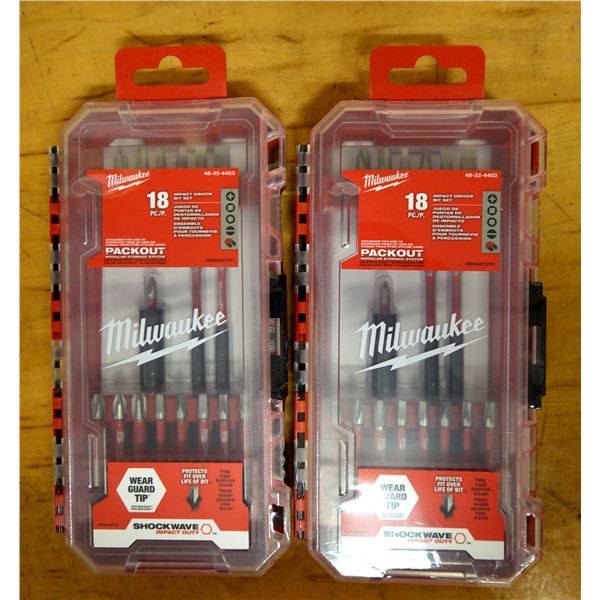 Qty 2 Milwaukee 48-32-4403 PackOut 18-pc Impact Driver Bit Set New in Package