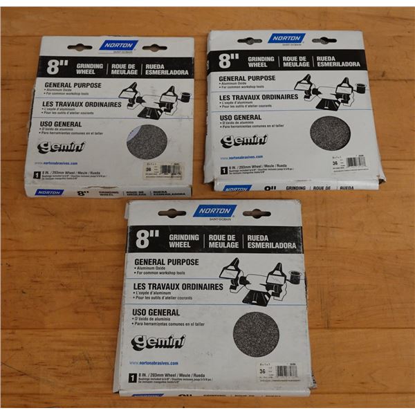 Qty 3 Norton 88286 General Purpose 8" Grinding Wheels New in Box