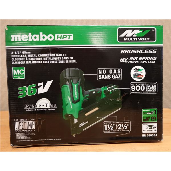 Metabo HPT NR3665DA Cordless Metal Connector Nailer w/ Battery, Charger & Bag