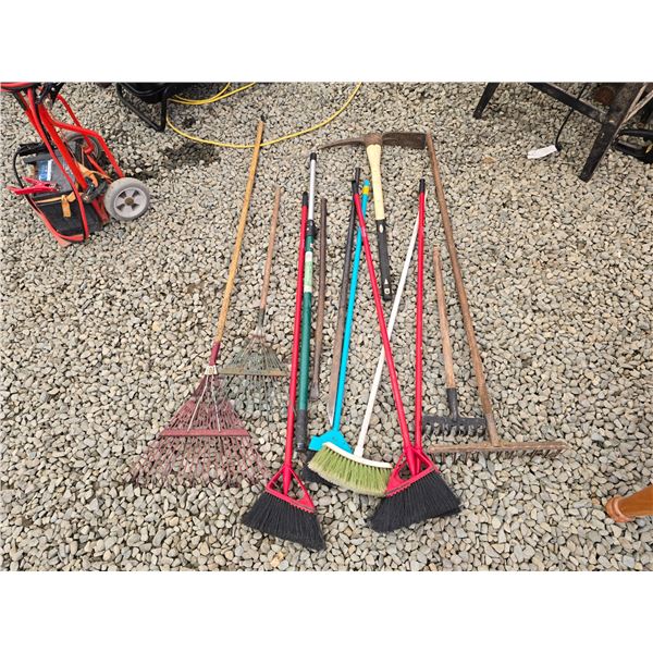 625 -- RAKES, PICK AXE, 2 PRY BARS AND MORE