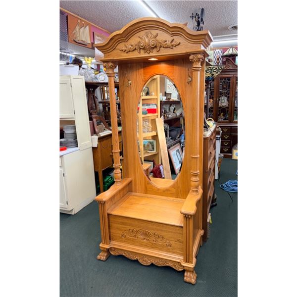 VINTAGE SOLID OAK HALL TREE