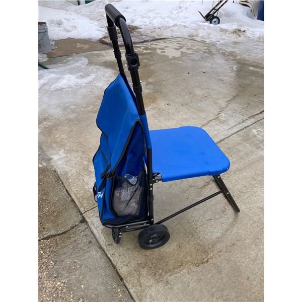 "REST-N-ROLL" FOLDING SHOPPING CART AND SEAT