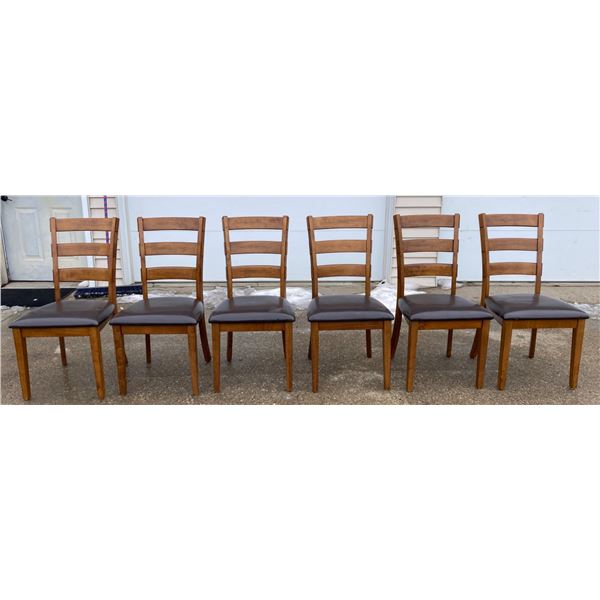 LADDERBACK DINING CHAIRS WITH UPHOLSTERED SEATS, LOT OF 6