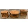 Image 1 : VINTAGE HEXAGONAL COFFEE TABLE AND TWO STORAGE END TABLES - MID-CENTURY MODERN