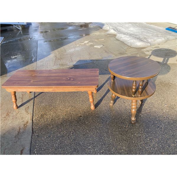 COFFEE TABLE AND A TWO-TIER ACCENT/DRUM END TABLE