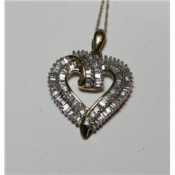 1.00 Carat Total Wgt Diamond Heart Pendant w/chain