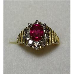 Ruby & Diamond Ring 1.00ct Lab Ruby w/ 1.2ctw dia.