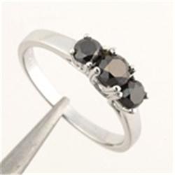1 ctw Black Diamond 3-Stone White Gold Ring