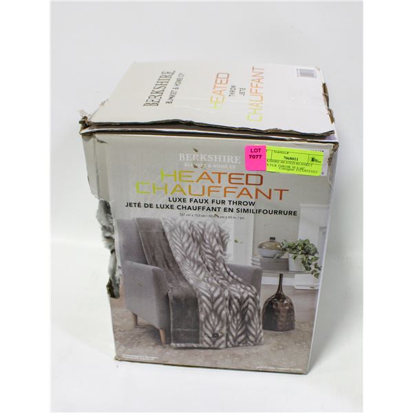 BERKSHIRE HEATED BLANKET FAUX FUR THROW 50 X 60"