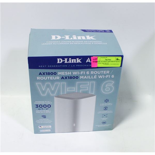 D-LINK AX NEXT GEN MESH WI-FI 6 ROUTER 3000 SQ FT