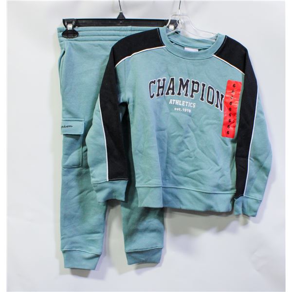 NEW 2PC CHAMPION KIDS SET SIZE 6 TEAL GREEN