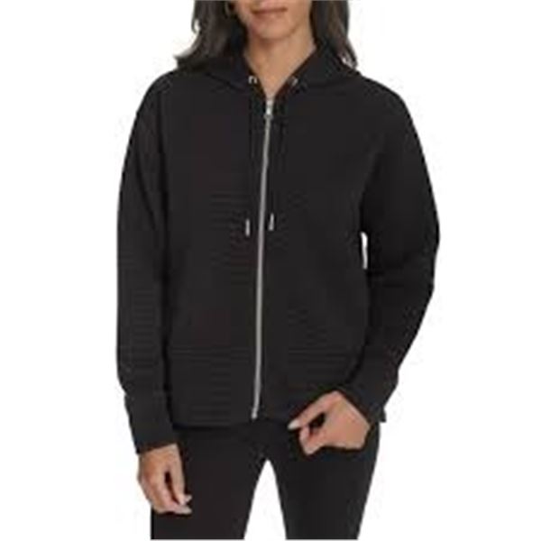 NEW DKNY OTTOMAN FZ MEDIUM BLACK HOODIE
