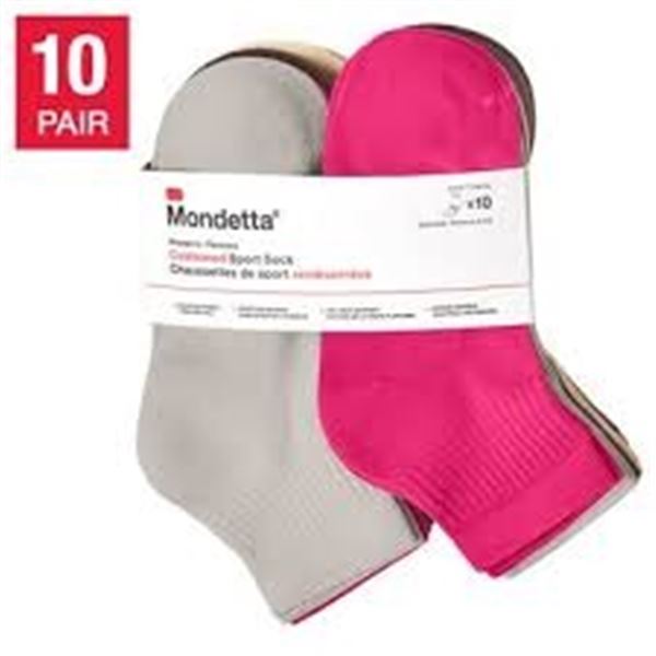 NEW MONDETTA WOMENS ANKLE SPORT SOCKS 10 PAIRS
