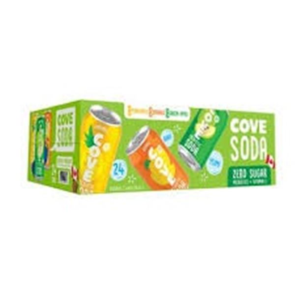 NEW W BOX 23 X 355ML COVE SODA VARIETY PACK