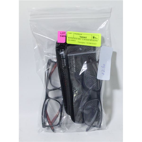 REPACKED 3PK +2.50 DAX READING GLASSES