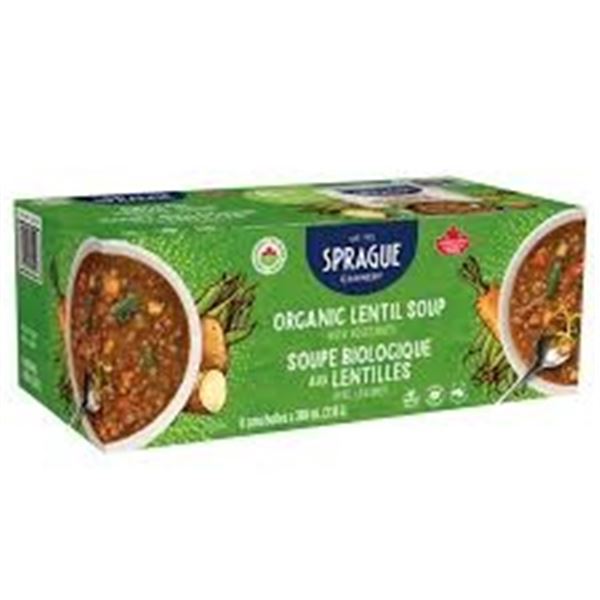 8 X 398 ML SPRAGUE ORGANIC LENTIL & VEG SOUP
