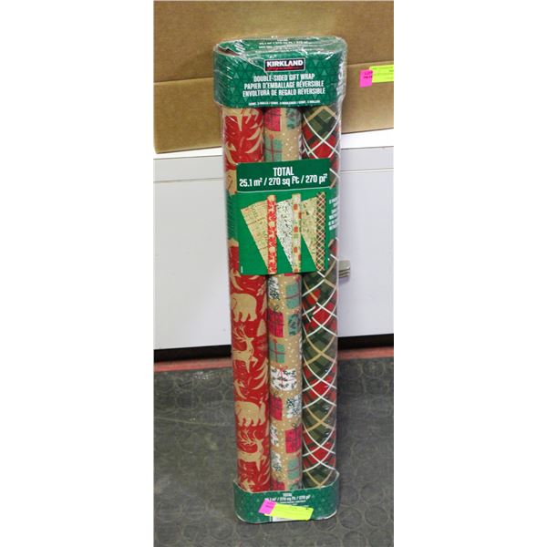 NEW KIRKLAND 3PK DOUBLE SIDED GIFT WRAP