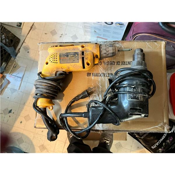 Two electric drills, one DeWalt corded drill 3/8 inch pistol grip,