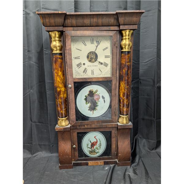 Vintage Seth Thomas Wood Wall Clock 32"x16"x4.5" (not Working)