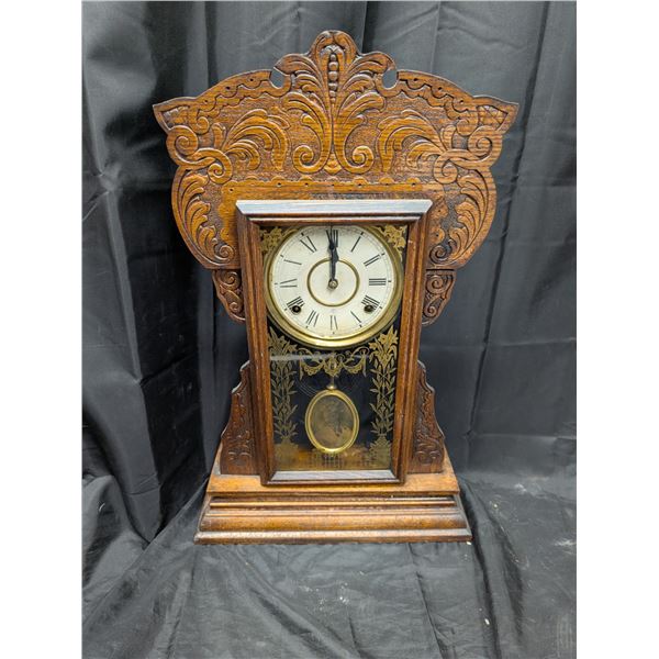 Vintage WM.L.Gilbert Clock Co. Wood Wall Clock 23"x14"x4"