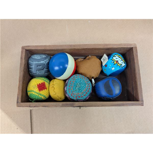 Box w/ Hacky Sacks and (1) Rubber Ball