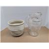 Image 1 : (1) Hand Made Ceramic Pot And (1) Glass Pitcher
