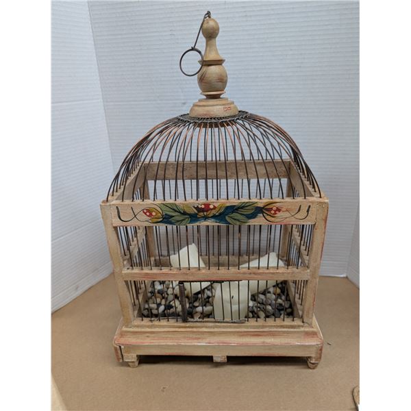 Vintage Wooden Bird Cage 15"x7"x10.5"