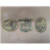 Image 1 : (3) Brass Vintage Commemorative Buckle like medallions (Look At Images for dates)