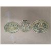 Image 1 : (3) Brass Vintage Commemorative Buckle like medallions (Look At Images for dates)