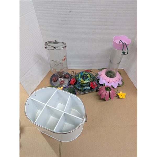 Lot of Bird Feeder Items w/ Vintage Perky Pet Bottle, and etc.