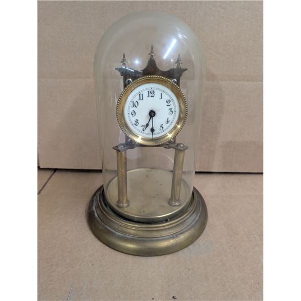 Vintage Glass Round Top Clock (Possible Brass) 11.5"