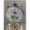 Image 4 : Vintage Glass Round Top Clock (Possible Brass) 11.5" (Floral Design and Spinning Bottom)