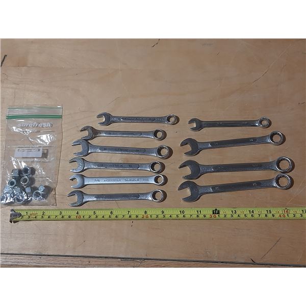 Lot of Wrenches with Bolts Nuts.